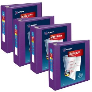 Avery Heavy Duty Clear Cover 3-Ring Binder - Purple 4 pack